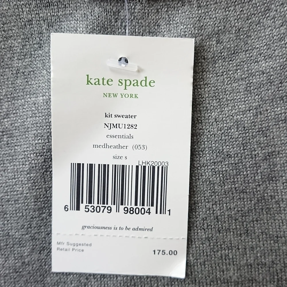 Kate Spade gray Bow detailed pocket silk and cotton Knit top size S